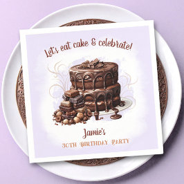Choklad Cake Lila Brown 30års födelsedag Party Pappersservett