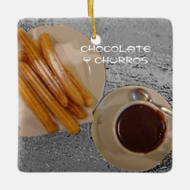 Choklad Caliente lurar Churros Julgransprydnad Keramik (Framsida)
