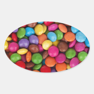 Choklad candy-regnbåge färg ovalt klistermärke