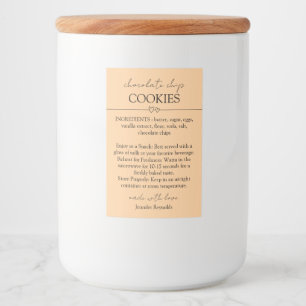 Choklad Chip Cookie Enkel gul orange Mat Etikett