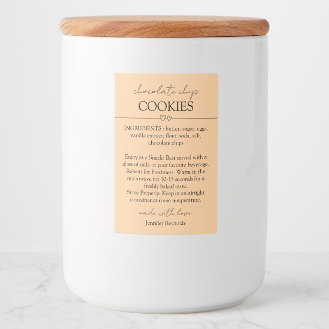 Choklad Chip Cookie Enkel gul orange Mat Etikett (Framsida)