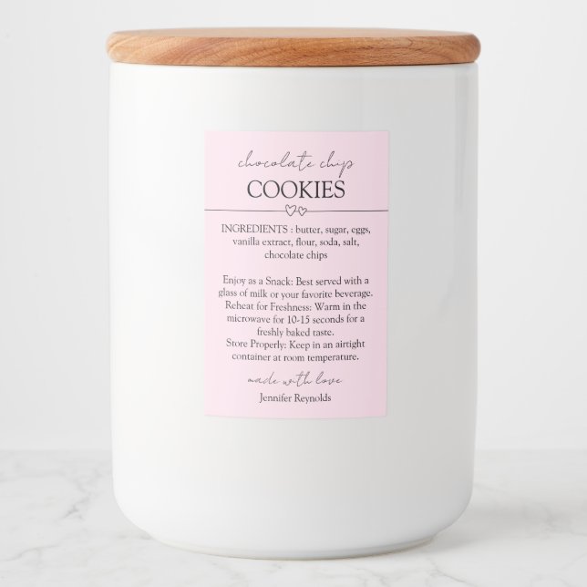 Choklad Chip Cookie Enkel rosa Mat Etikett (Framsida)