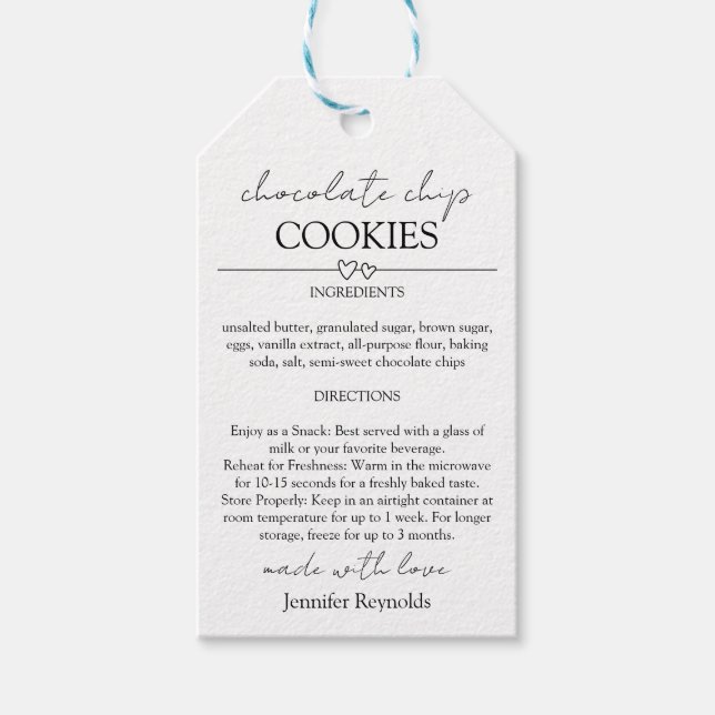 Choklad Chip Cookie Mix i en burk presentkort Presentetikett (Framsidan)