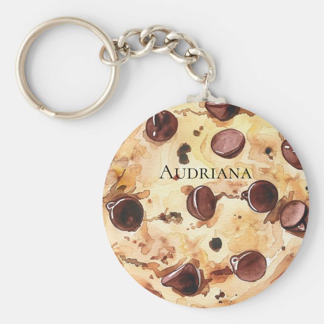 Choklad Chip Cookie Rund Nyckelring (Framsidan)