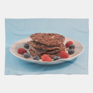 Choklad Chip Cookies Med Bär Matfoto Kökshandduk