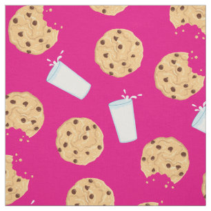 Choklad Chip Cookies och Mjölk Cute Kids Rosa Tyg
