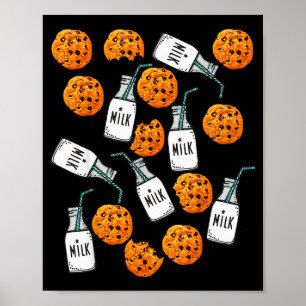 Choklad Chip Cookies Och Mjölk Rolig Kostym Poster