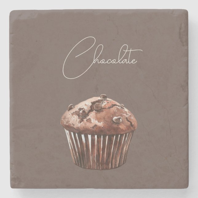 Choklad Chip Muffin Cupcake Födelsedag Stenunderlägg (Framsidan)