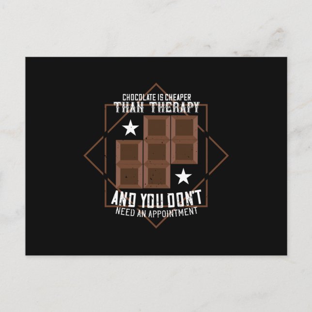 Choklad - choklad är billigare vykort (Framsida)