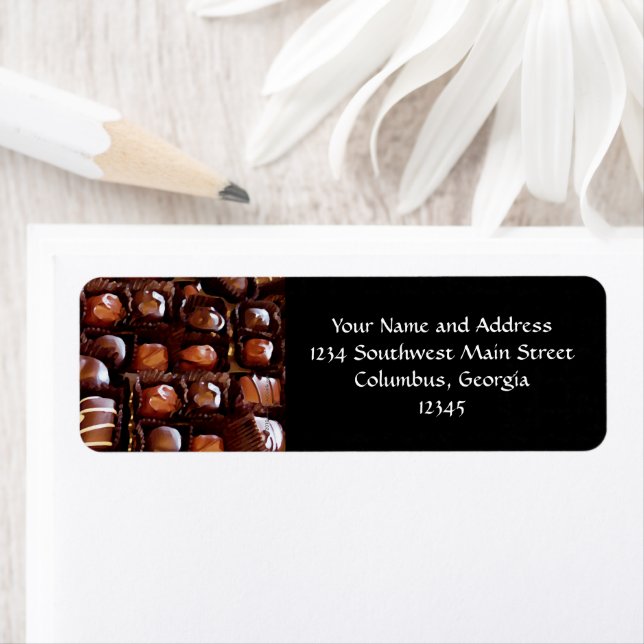Choklad, chokladchoklad returadress etikett (Insitu)
