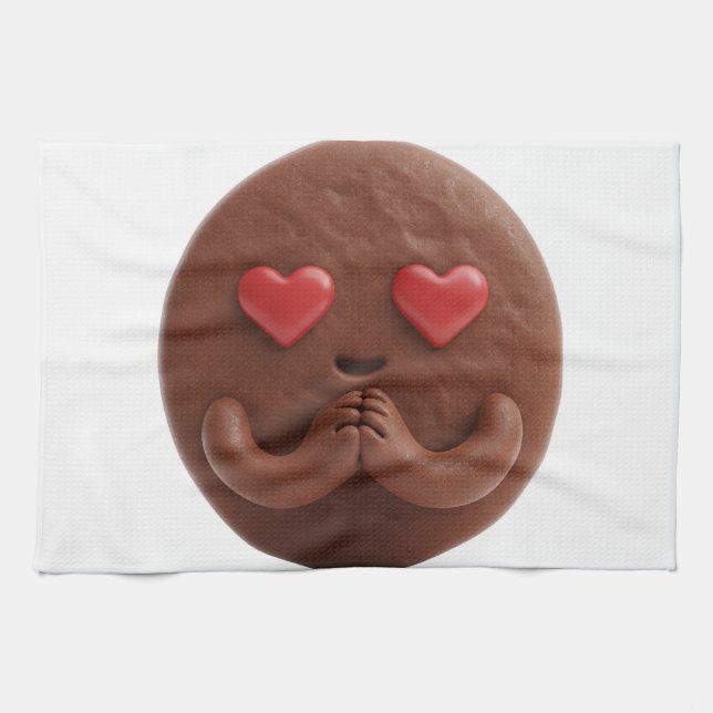 Choklad Cookie i Kärlek, Heart Ögon Kökshandduk (Horisontell)