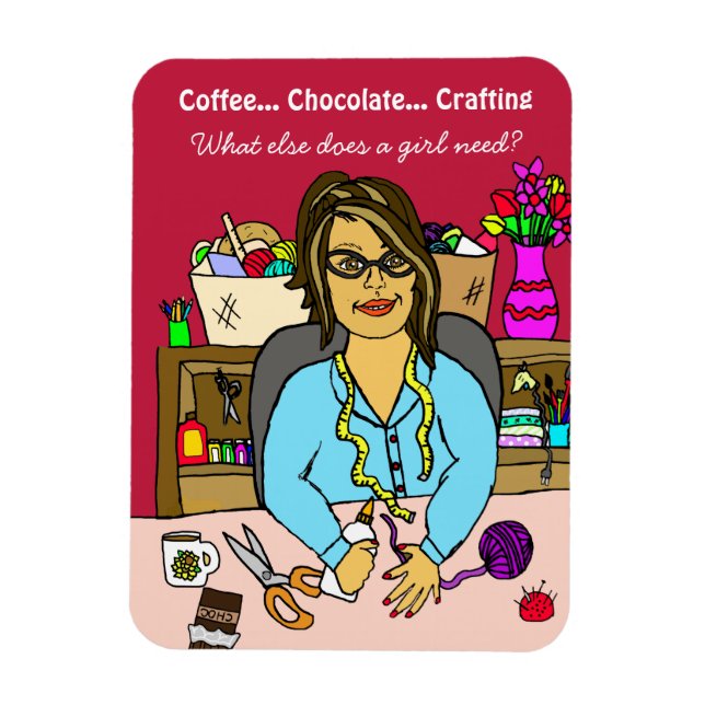 Choklad, Crawing och Coffee Funny Hand plockade Magnet (Vertikal)