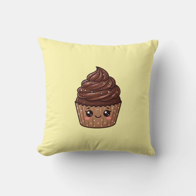 Choklad Cupcake Kawaii Kudd Kudde (Framsida)