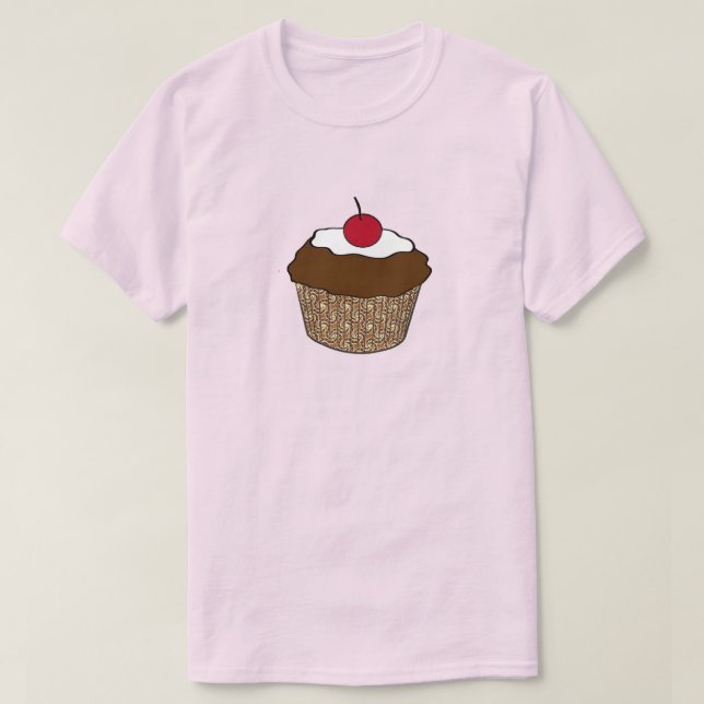 Choklad Cupcake med en Körsbär T Shirt (Design framsida)