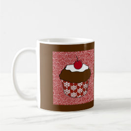 Choklad Cupcake på rött och vitt mönster Kaffemugg