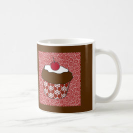 Choklad Cupcake på rött och vitt mönster Kaffemugg