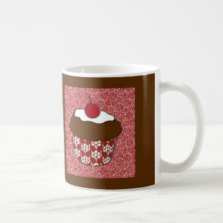 Choklad Cupcake på rött och vitt mönster Kaffemugg