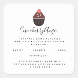 Choklad Cupcakes Matföretag Square Klistermärke