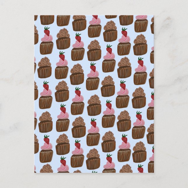 Choklad Cupcakes Mönster Glad Födelsedag Vykort (Framsida)