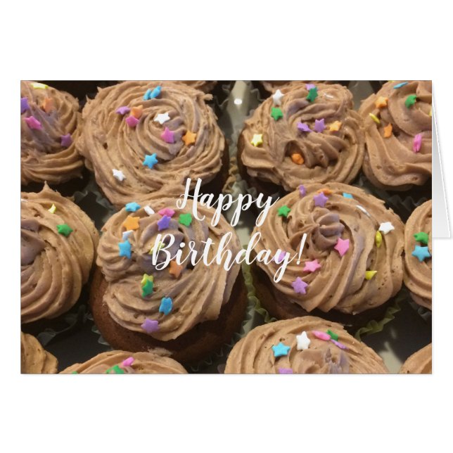 Choklad Cupcakes Till Din Födelsedag Hälsningskort (Framsidan Horizontal)
