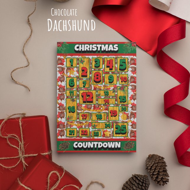 Choklad Dachshund Julkalender Advent Julkort (Skapare uppladdad)