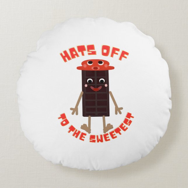 Choklad dag design rund kudde (Framsidan)