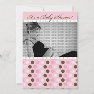 Choklad Darling Rosa Dots Baby Shower-inbjudan Inbjudningar