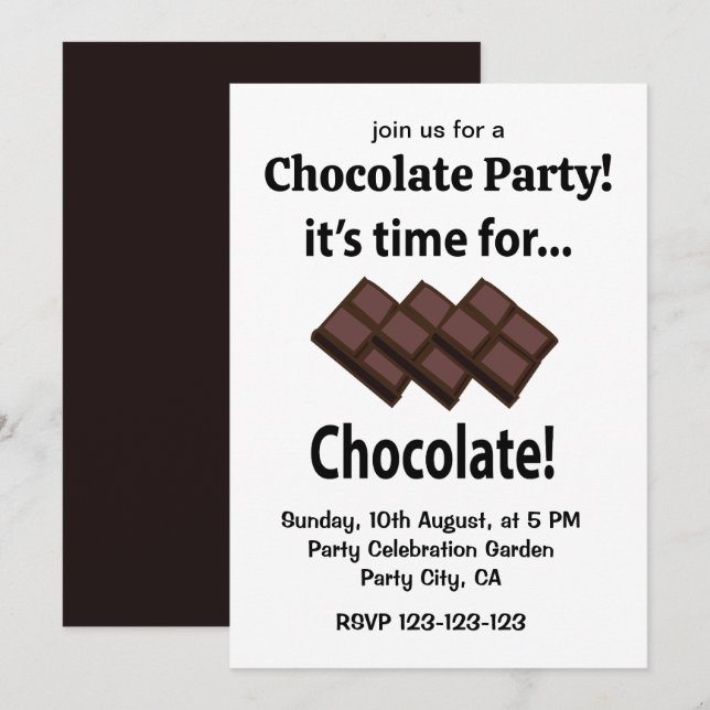 Choklad Det Är Dags För Chokladfest Inbjudningar (Fram/baksida)