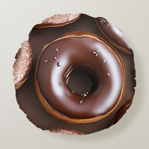 Choklad Donuts med Sprinkles Rund Kudde