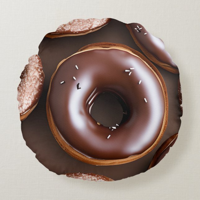 Choklad Donuts med Sprinkles Rund Kudde (Framsidan)