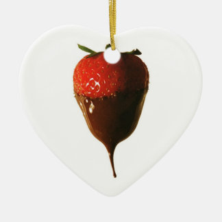 Choklad doppad jordgubbe julgransprydnad keramik