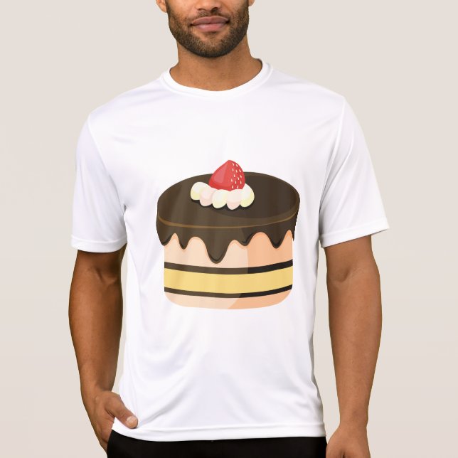Choklad Drip Cake med Jordgubbe T Shirt (Framsida)