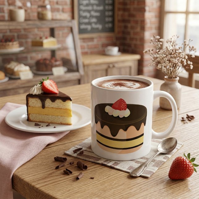 Choklad Dropp Tårta med Jordgubbe Kaffemugg (Skapare uppladdad)