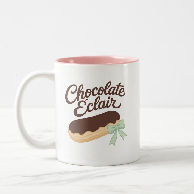 Choklad Éclair - Coquette Pastell Dessert Två-Tonad Mugg (Vänster)
