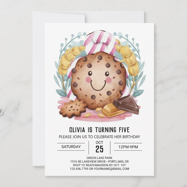 Choklad Editable Roligt Cookies Birthday Inbjudningar (Framsida)