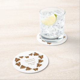 Choklad Färgad Butterflies Design Bröllop Underlägg Papper Rund