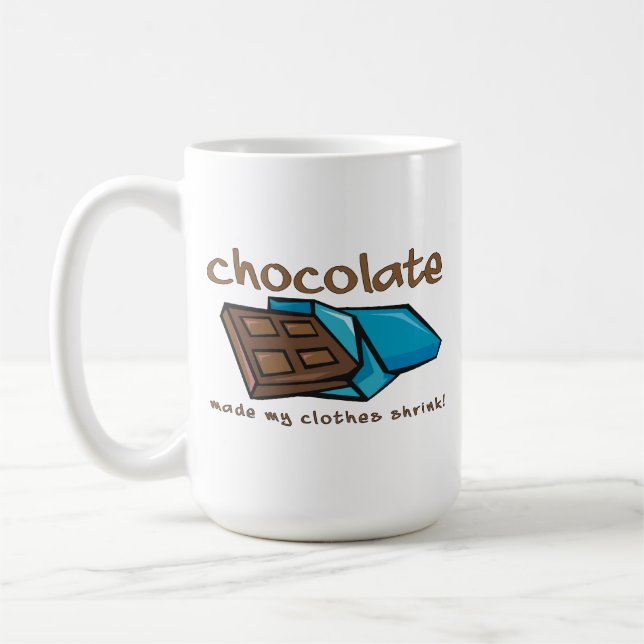 Choklad Fick Mina Kläder Att Krympa Rolig Mugg (Vänster)