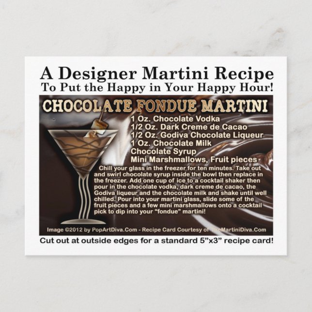 Choklad Fondue Martini Recept Postkort Vykort (Framsida)