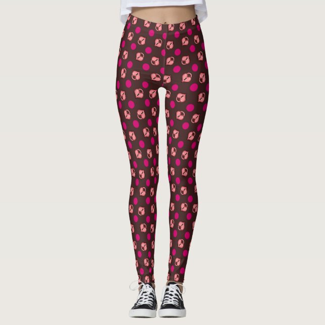 Choklad för hjärtlås och punkter leggings (Framsida)
