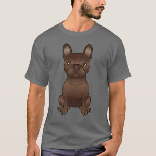Choklad Fransk Bulldog / Frenchie Tecknad Hund T Shirt