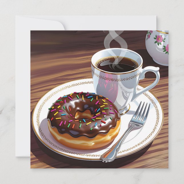 Choklad Frosted Donut och Coffee (Framsida)