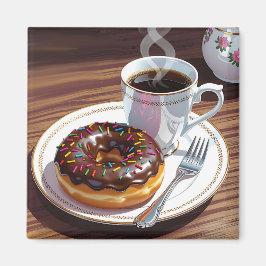 Choklad Frosted Donut och Coffee Magnet