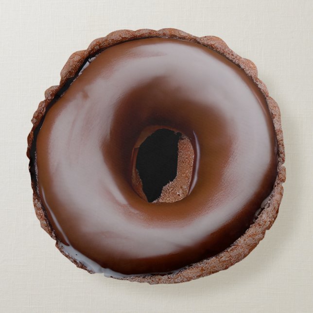 Choklad Frosted Donut och Sprinkles Rund Kudde (Framsidan)
