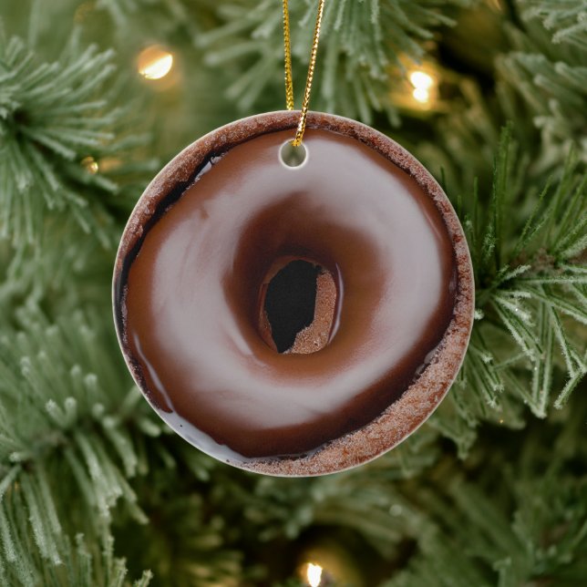 Choklad Frosted Donut-Personlig Julgransprydnad Keramik (Träd)