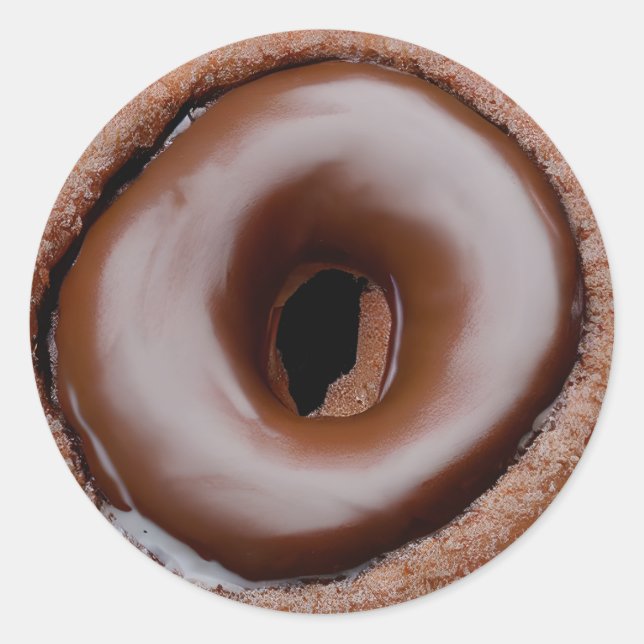 Choklad Frosted Donut Runt Klistermärke (Framsida)