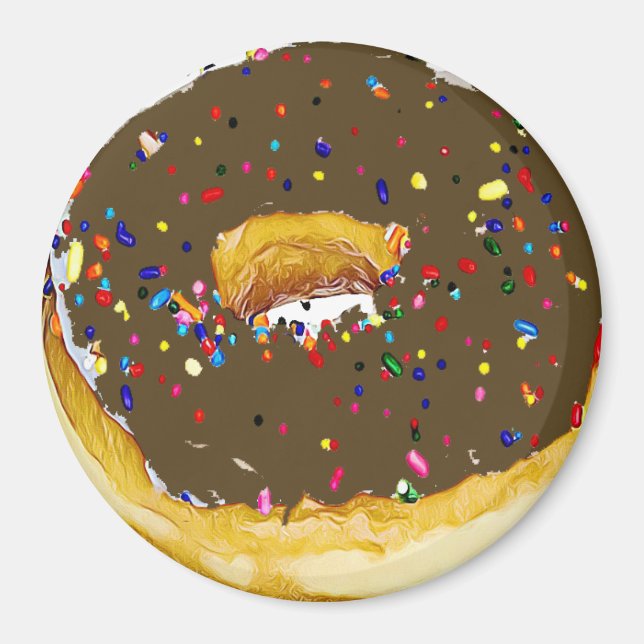 Choklad Frosted Donut Sprinkles Magnet (Framsidan)