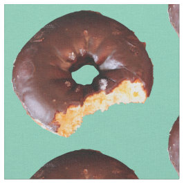Choklad Frosted Gult Cake Donut på Mint Grönt Tyg