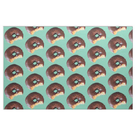 Choklad Frosted Gult Cake Donut på Mint Grönt Tyg