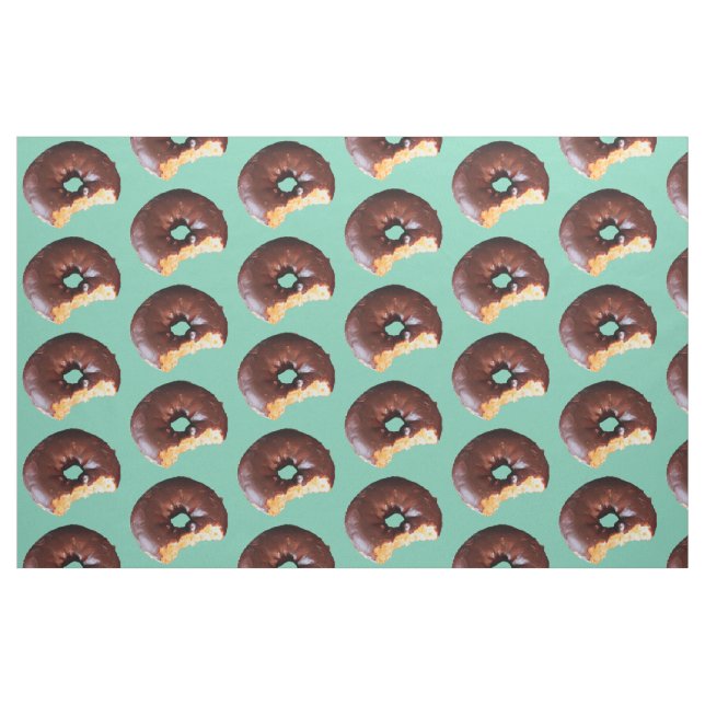 Choklad Frosted Gult Cake Donut på Mint Grönt Tyg (Fat Quarter)