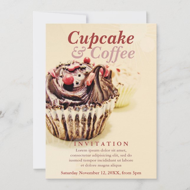 Choklad Fudge Cupcake Inbjudan (Framsida)